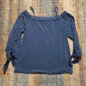 Ella Moss - Off The Shoulder Blouse Top Blue Small